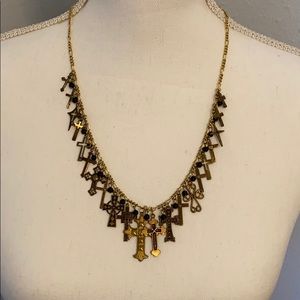 Gold tone cross fashion necklace